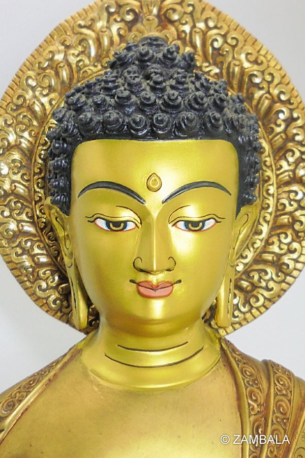 Sakyamuni Buddha (Gilt gold) Collectable, Antique, dZi beads