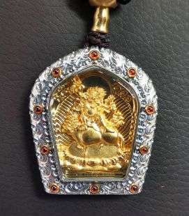 Vajra Armor/Kalachakra gilt gold statue silver pendant.