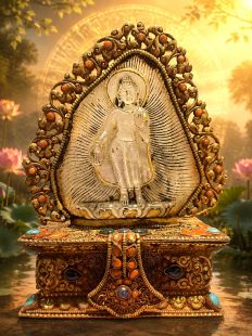 Finely Carved Natural Crystal Zizai Guanyin Statue